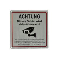 Video surveillance sign 15x15 cm aluminum with holes